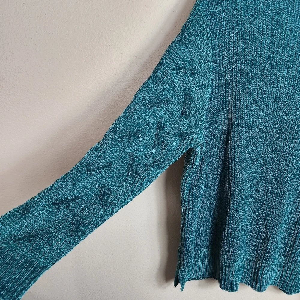 Soft Surroundings Womens Emerald Green Chenille V-Neck Tunic Sweater |1X| - Picture 6 of 7